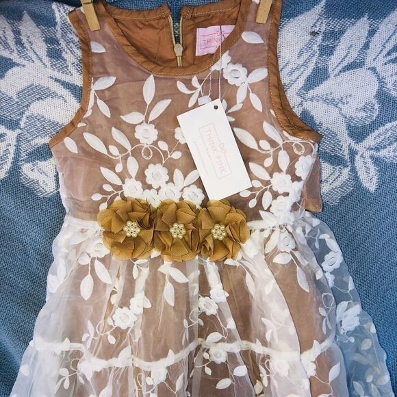 𝅺nwt Girls 1Y Think Pink Bows Festive Tulle Dress - Picture 1 of 6